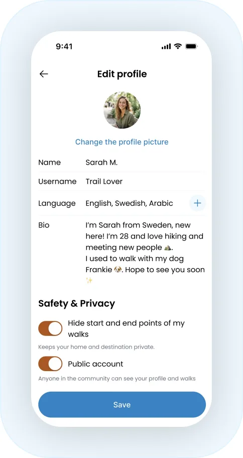 A phone showing the profile privacy setting